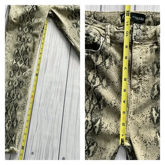 ZARA Snakeskin Print Highrise Skinny Jeans, Size 6 - Picture 7 of 12